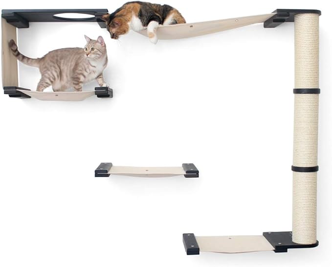 CatastrophiCreations Cat Mod Climb Track Handcrafted Wall Mounted Cat Tree Shelves, English Chestnut/Natural, One Size (528375911ENNAT)