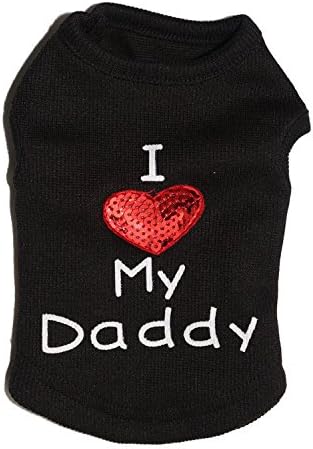 Dog Shirts Slogan Vest I Love My Daddy/Mommy Cute Heart T-Shirt Clothes for Chiuahaha Poodle Teacup Shihtzu Yorkie Bulldog Small Puppy Costume