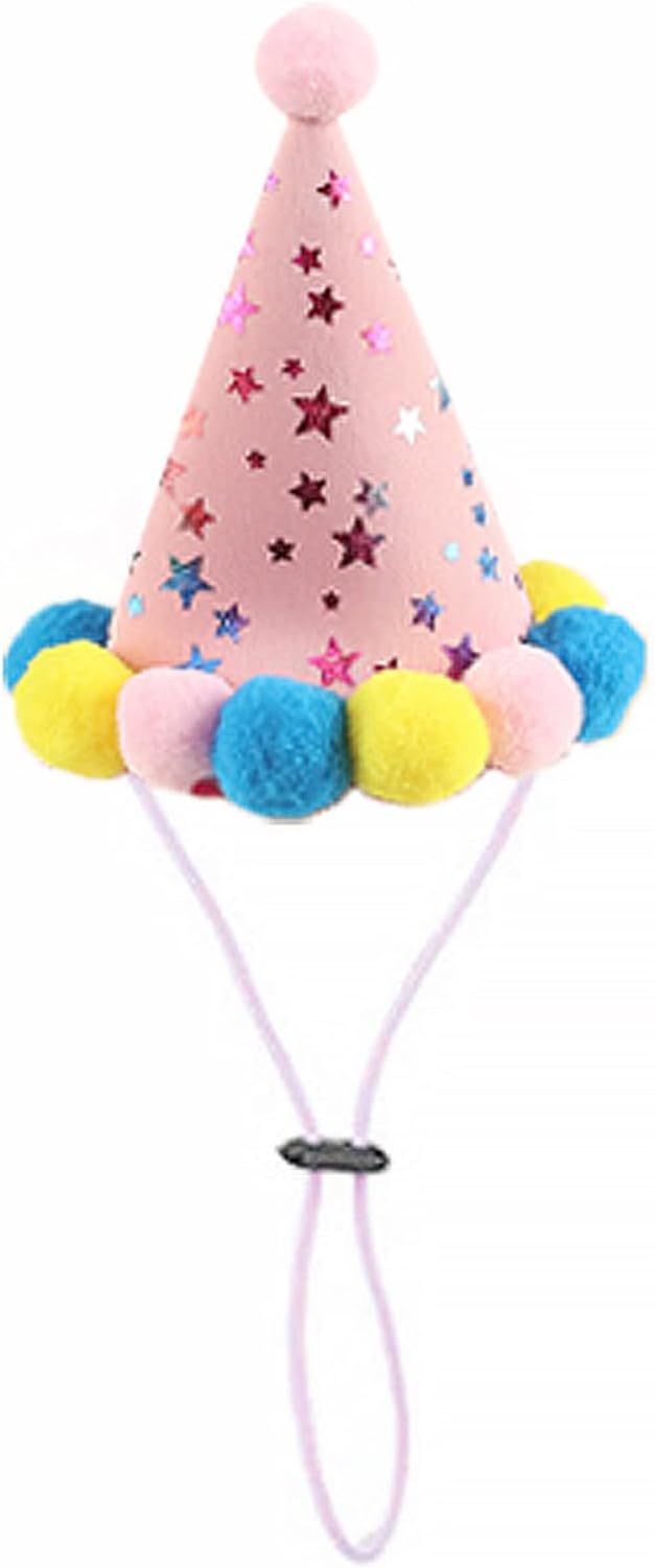 Elegant little tail Dog Birthday Costume - Pink Collars Cute Colorful Fluffy Ball Dog with Birthday Hat Patterns Girl Pet Tutu Collar Suit Pet Holiday Costume for Girl Small Medium Dogs
