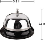 Call Bell 2 Packs 3.3 Inch Diameter with Metal Anti-Rust Construction, Desk Bell for Hotels, Schools, Restaurants, Reception Areas, Hospitals, Warehouses(Silver)