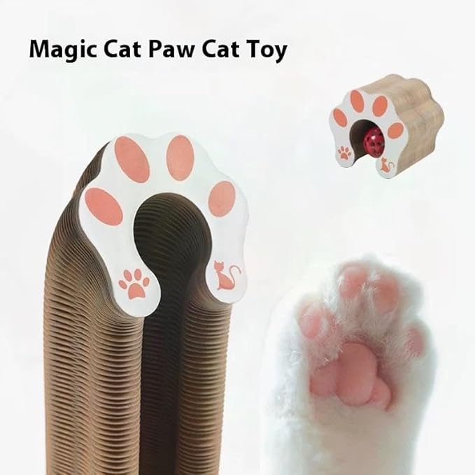 Magic Organ Cat Scratcher – Foldable Corrugated Cardboard Cat Scratching Board, Recyclable Wood Grain Scratch Pad Toy for Indoor Cats & Kittens