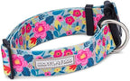 Lucky Love Dog Wide Dog Collar - Adjustable, Durable, Soft Webbing, & Comfortable 1.5 inch Wide Collar for Dogs Male and Female with Strong Buckle - Valentina, Medium