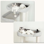 Mordern Cat Tree Tower 53'', Freestanding, Cushioned Bed, Large Base, for Multiple Cats, Compact,Winter and Summer Use, Summer Mat Included, for Large Cats (Light Gray 135cm)
