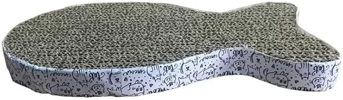 Cat Scratching Board Premium Scratch Textures Cardboard Anti-Scratch Stress Relieve Indeformable Fish Self-Adhesive Cat Scratching Board 28×15×2.5 cm