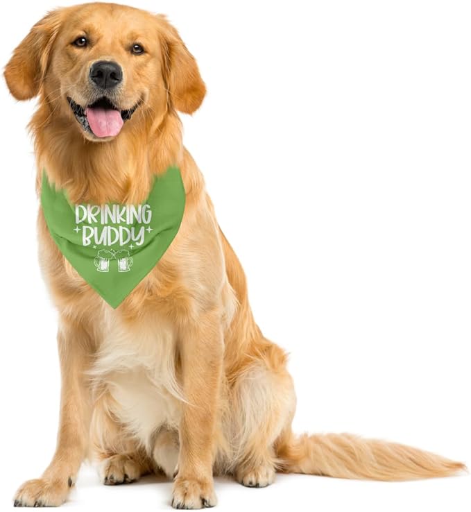 Drinking Buddy Dog Bandana, Drinking Buddy Dog Shirt, Funny Cute Dog Bandana, Gift for Dog Lover, Dog Bandana for Small Medium Dogs, Triangle Bibs Accessories, Dog Scarf (B31)