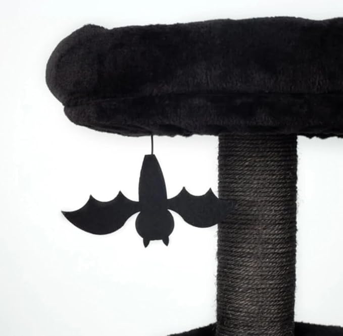 Happy & Polly Gothic Cat Tree with Coffin Bed - 40.9" Black Cat Tower with Soft Mats (Purple)