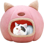 Cat Beds for Indoor Cats, Cozy Cat Cave Bed Dog House Cats Tent with Removable Cushion Pillow, Soft Warm Pet House Puppy Bed, Cute Pet Nest for Kitten Small Dog (Pink, XL-15.75x15.75x15.75 Inches)