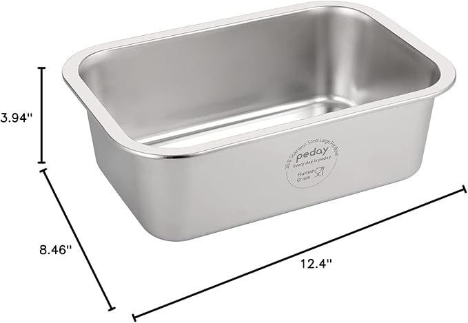PEDAY 1.2 Gallon Large Dog Water Bowl, 18/8 Human Grade Stainless Steel - Silver Classic