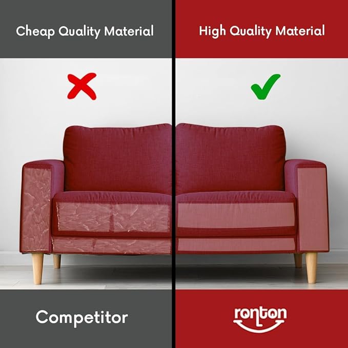 Ronton Cat Scratch Furniture Protector – Double Sided - Anti Cats Scratching Sticky Tape - No-Residue for Couch, Doors & Walls - 10 Sheets - XL 17" L 12" W Furniture Protectors – Clear Training Tape