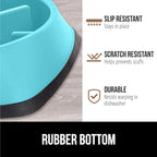 GORILLA GRIP Patented BPA Free Slow Feeder Dog Bowls, Interactive Puzzle Toy for Dogs and Cats Food Training Enrichment, Keeps Pets Busy and Prevents Puppy Overeating, Small Breeds, 1 Cup, Turquoise