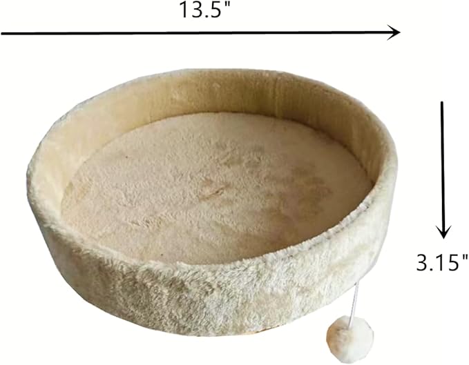SHENGOCASE Cat Tree Tower Accessories Replacement Parts 13.5" Top Perch Bed Platform for Cats, Add on Replacement Cat Bed, Beige, M8, Particleboard with Velboa Fabric