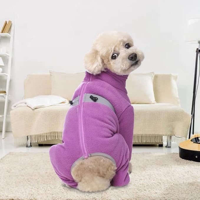 Polar Fleece Dog Coats for Small Medium Dogs, Winter Jacket Sweater Vest Bodysuit, Four-Legged Warm Clothes Pajamas