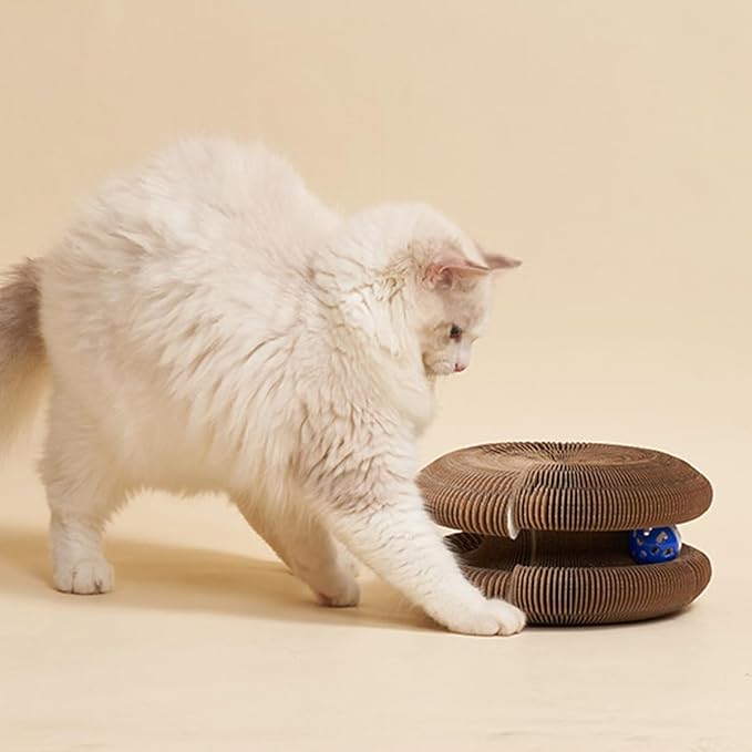 Cat Scratcher, Cat Toy, Reversible Infinity Style Magic Organ, Made of Recyclable Corrugated Cardboard, Scratch-Resistant and Abrasion-Resistant, Foldable Cat Toys for Indoor Cats
