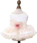 Fashion Sweet Puppy Dog Blingbling Princess Skirt Pet Dog Lace Cake Camisole Tutu Dress G-White-1 S
