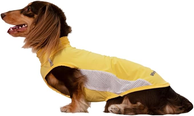 Dachshund Dog Cooling Vest, Breathable Summer Dog Cooling & Quick-Dry Shirt for Outdoor Activities,Mini Dachshund Lightweight Clothes, Vest Small Dogs (Yellow, S (7-12 lbs))