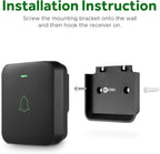 AVANTEK Wireless Door Bell, BA-11 Waterproof Battery Operated Doorbell Chime Operating at 1000 Feet, Portable Door Chime kit with 52 Melodies, 5 Volume Levels, and CD Quality Sound