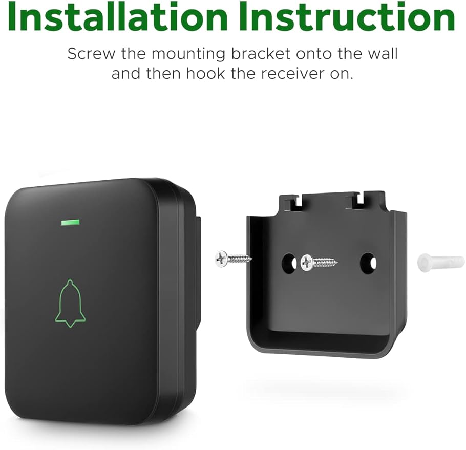 AVANTEK Wireless Door Bell, BA-11 Waterproof Battery Operated Doorbell Chime Operating at 1000 Feet, Portable Door Chime kit with 52 Melodies, 5 Volume Levels, and CD Quality Sound