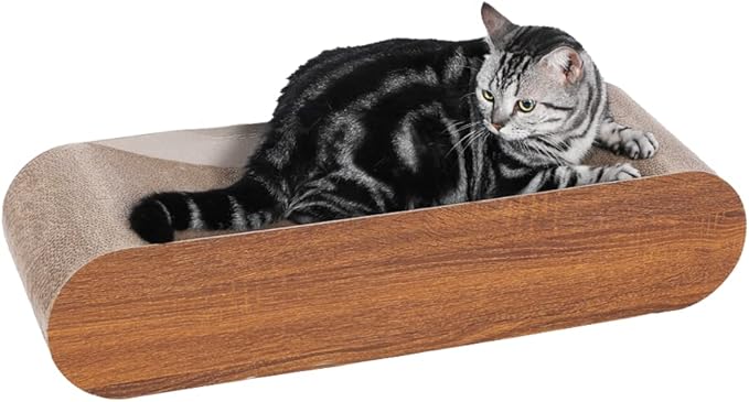 Cat Scratcher, Cardboard Lounge Bed, Bone Shape Design, Recyclable Corrugated Scratching Pad, Stable and Durable, Furniture Protector, Reversible, Brown