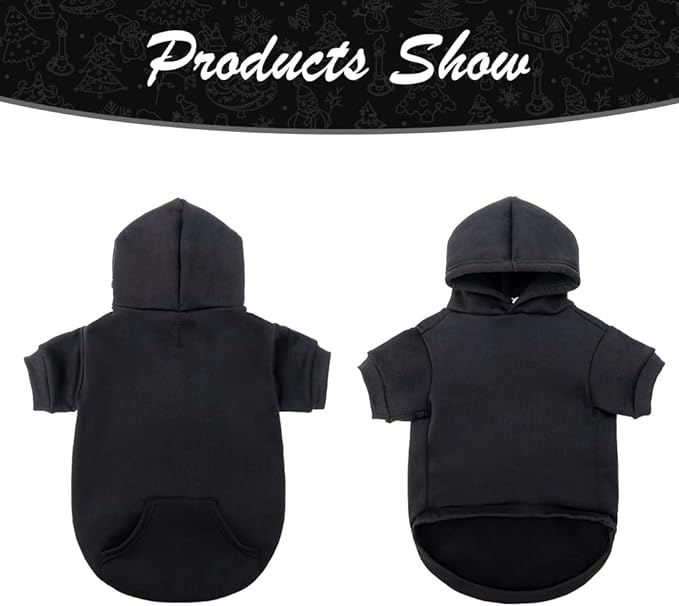 KOOLTAIL Dog Hoodie for Large Medium Small Dogs, Soft and Warm Pet Sweater with Leash Hole and Pocket Boy Girl, Puppy Fall Winter Jacket Clothes, French Pitbull Cold Weather Coat Sweatshirt, Black L