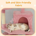 Cat Tree 60.63 inches Cat Tower for Indoor Cats, Multi-Level Cat Condo Furniture with Scratching Posts, Plush Perches, Activity Center with Cozy Basket & Hammock for Cats (Pink)