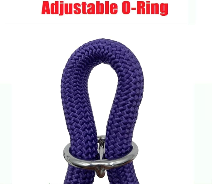 Braided Round Martingale Dog Collar, Training Collar with Slidable Stop Ring - Ideal for Medium/Large Dogs (M+(1/2") - 18" Long, Purple)