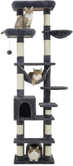 Cat Climbing Frame with Cat Bed - Cat Food Station, Cat Relaxation Area, Cat Climbing Tower, Cat Activity Center, and Plush Cloth Cat Tree