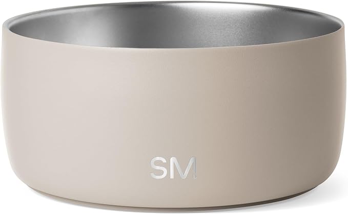 Simple Modern Stainless Steel Pet Water Bowl for Dogs & Cats | Reusable Insulated Stainless Steel Food Bowls for Dog Cat | No Tip No Slip BPA Free | Bentley Collection | Large (64oz) | Almond Birch