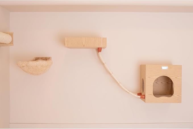 Wall Cat Tree - Condo & Perch - Solid Poplar Wood - 14" x 12" x 14"