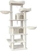 68-Inch Cat Tree Tower for Indoor, Multi-Level Furniture with 2 Hammocks, Cave & Scratching Posts, Plush Condo for Large Cats & Multi-Cat Households (Beige-A)