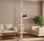Stylish Cat Tree Tower with Sisal Scratching Posts, Cozy Condo, and Plush Perches for Climbing, Resting, and Play (Beige + Plush)