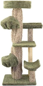 Maykoosh Natural Beauty Multiple Perch Cat Tree, Cat Tree with Scratch Post for All Cat Breeds, Indoor Cat Gym with Perches, Sturdy Wood Construction with Carpet Upholstery Green/Round