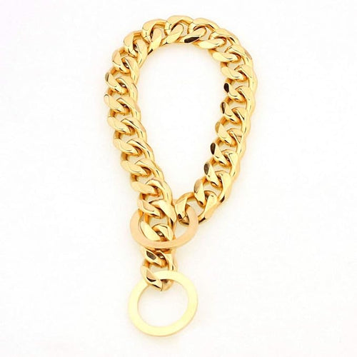 15mm Strong Silver Gold Stainless Steel Slip Dog Collar Metal Training Choke Chain for Large Dogs 16inch