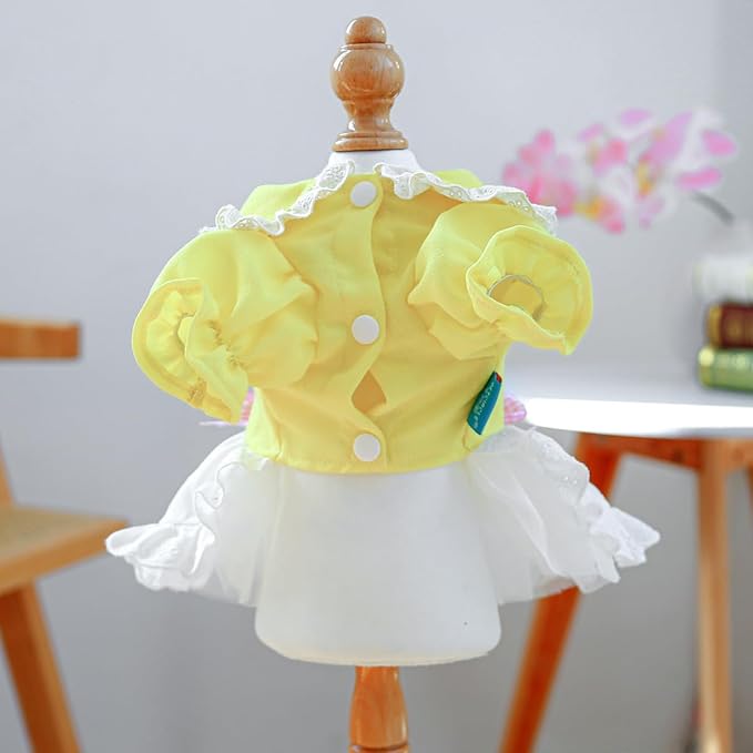 Furbabycare® Elegant Sweet Fashion Puppy Dog Blingbling Princess Skirt Pet Dog Lace Cake Camisole Tutu Dress I-White X-Small