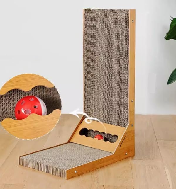 Premium Corrugated Cardboard Cat Scratcher & Perch – Dual-Level Scratch Station for Indoor Cats, Eco-Friendly, Durable & Space-Saving Play Furniture