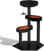 Happy & Polly Gothic Cat Tree with Coffin Bed - 40.9" Black Cat Tower with Soft Mats (Red)