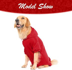 KOOLTAIL Dog Hoodie for Large Medium Small Dogs, Soft and Warm Pet Sweater with Leash Hole and Pocket Boy Girl, Puppy Fall Winter Jacket Clothes, French Pitbull Cold Weather Coat Sweatshirt, Red XXL