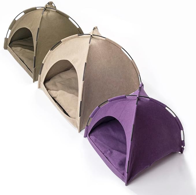 FURRYTAIL Cat Bed for Indoor Cats, Cat Houses, pet beds for cat and Small Dogs,Cat Tent, Kitten Bed, Cat Hut, Cat Cave with Removable Washable (Beige)