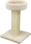 Maykoosh French Flair Elevated Cat Scratch Post with Cat Bed, Compact and Stylish Elevated Cat Bed with Plush Carpet and Sisal Scratching Post, Perfect for Sleep and Play Light Tan