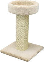 Maykoosh French Flair Elevated Cat Scratch Post with Cat Bed, Compact and Stylish Elevated Cat Bed with Plush Carpet and Sisal Scratching Post, Perfect for Sleep and Play Light Tan