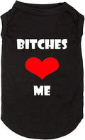 Dog Clothes Puppy T Shirt Vest Soft and Light-Weight for Small Large Dogs with 'Bitches Love ME' Slogan Prining Pet Apparel(XX-Large,BC-Black01)