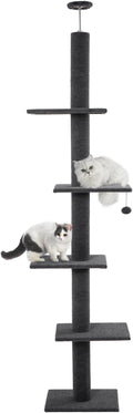 Cat Craft Cat Tree Floor to Ceiling 95-108" Tall Cat Tree Carpet Cat Tower Kitten Tree Sisal Scratching Post and Mat Cat Pole for Indoor Cats, Ash