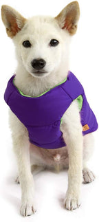 Gooby Dog Vest Jacket - Purple, Medium - Water Resistant Fleece Dog Vest with Dual D Ring Leash - Small Dog Sweater for Active Dogs