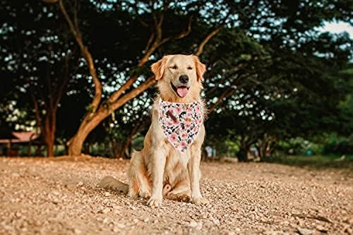 Elegant Little Tail Dog Bandanas - Coral Floral Washable Dog Scarves Female Adjustable Pet Bandanas for Medium Large Dogs