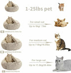 Cat Bed Round Fluffy Hooded Cat Bed Cave, Anti-Anxiety Cave Bed with Hooded Blanket, Cozy Cuddler Luxury Puppy Pet Bed, Anti-Slip Bottom and Machine Washable (Coffee, Large)