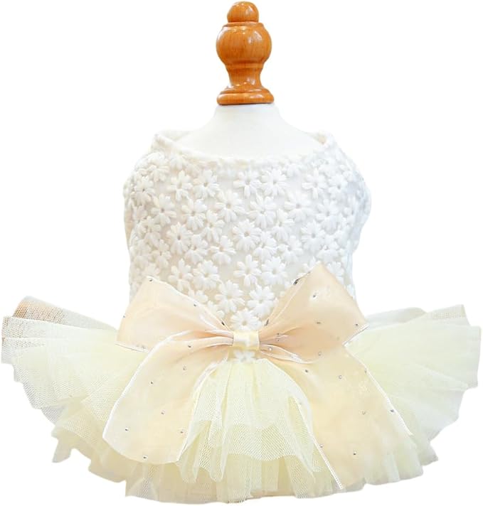 Furbabycare® Elegant Sweet Fashion Puppy Dog Blingbling Princess Skirt Pet Dog Lace Cake Camisole Tutu Dress J-White X-Small