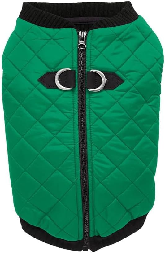 Gooby Fashion Vest Dog Jacket - Green, X-Large - Warm Zip Up Bomber Vest with Dual D Ring Leash - Winter Water Resistant Sweater - Dog Clothes for Small or Medium