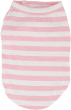 LOPHIPETS 100% Breathable Cotton Striped Dog Tee Shirt T-Shirt for Small Dogs Chihuahua Puppy Clothes -Pink and White Strips/L