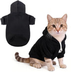 KOOLTAIL Dog Hoodie for Small Medium Dogs Cats, Soft and Warm Pet Sweater with Leash Hole and Pocket Boy Girl, Puppy Fall Winter Jacket Clothes, French Pitbull Cold Weather Coat Sweatshirt, Black XS