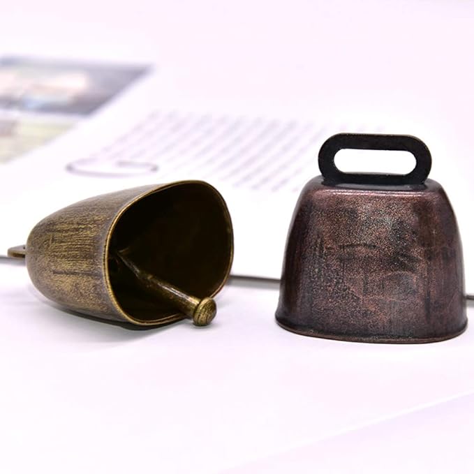 5 Pack Grazing Copper Bells, Metal Cow Bells for Dogs, Animal Copper Loud Bronze Bell, Small Brass Bell, for Cow Horse Sheep Cats Small Pets Anti-Theft Accessories (Red Bronze)