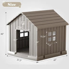 Bifanuo Dog House for Outdoor & Indoor Use with Window, Waterproof Ventilated Kennel with Elevated Floor, Easy to Clean Shelter for Small Medium Large Dogs (Grey, 37.2" L x 40" W x 40" H)